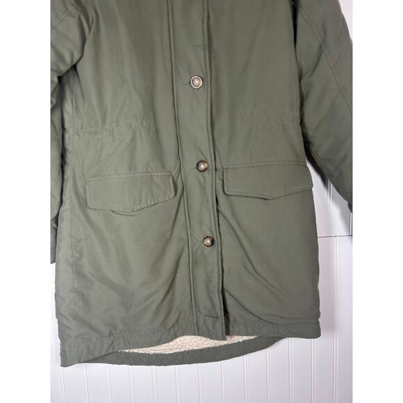 Abercrombie & Fitch sherpa lined military parka! Olive green Sz M - Picture 9 of 11
